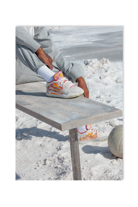 Close up of KD15 shoe on a bench