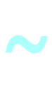 A stylized abstract wave or swoosh icon in light blue color.