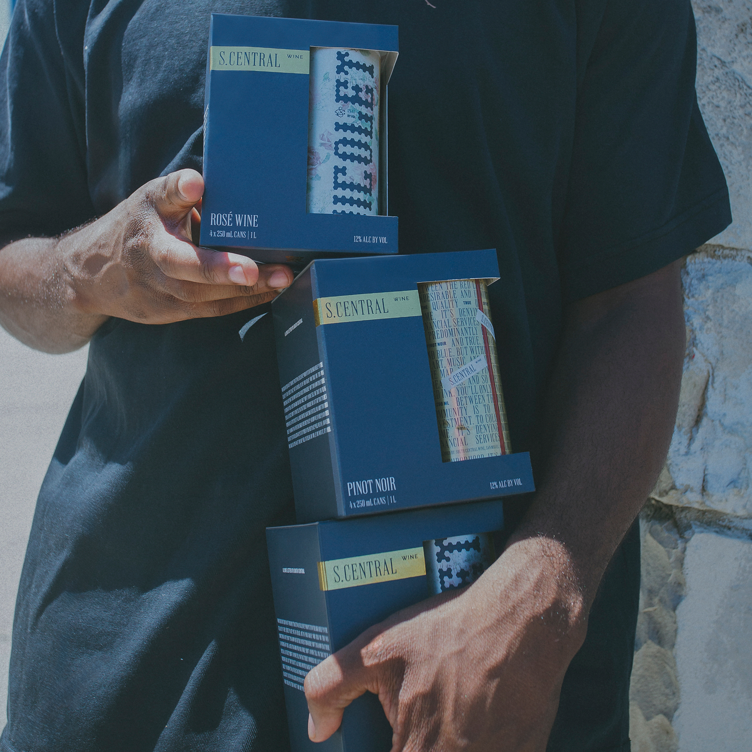 Three boxes stacked on each other of South Central Wine