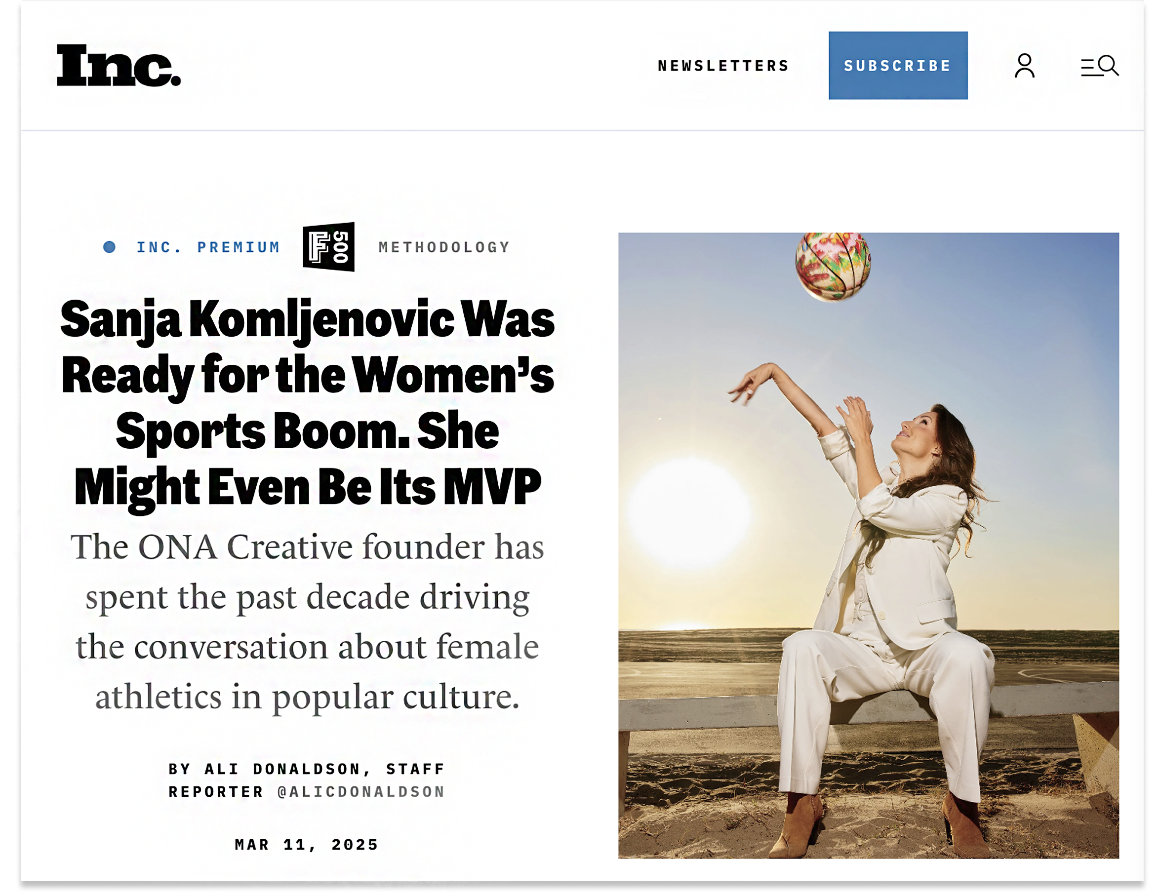 Inc article about Sanja Komljenovic was ready for the women's sports boom
