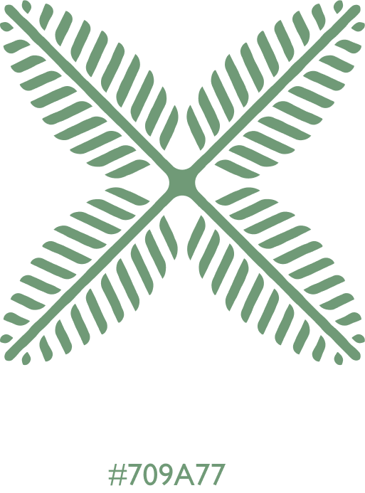 Green palm leaves in the shape of an "x"