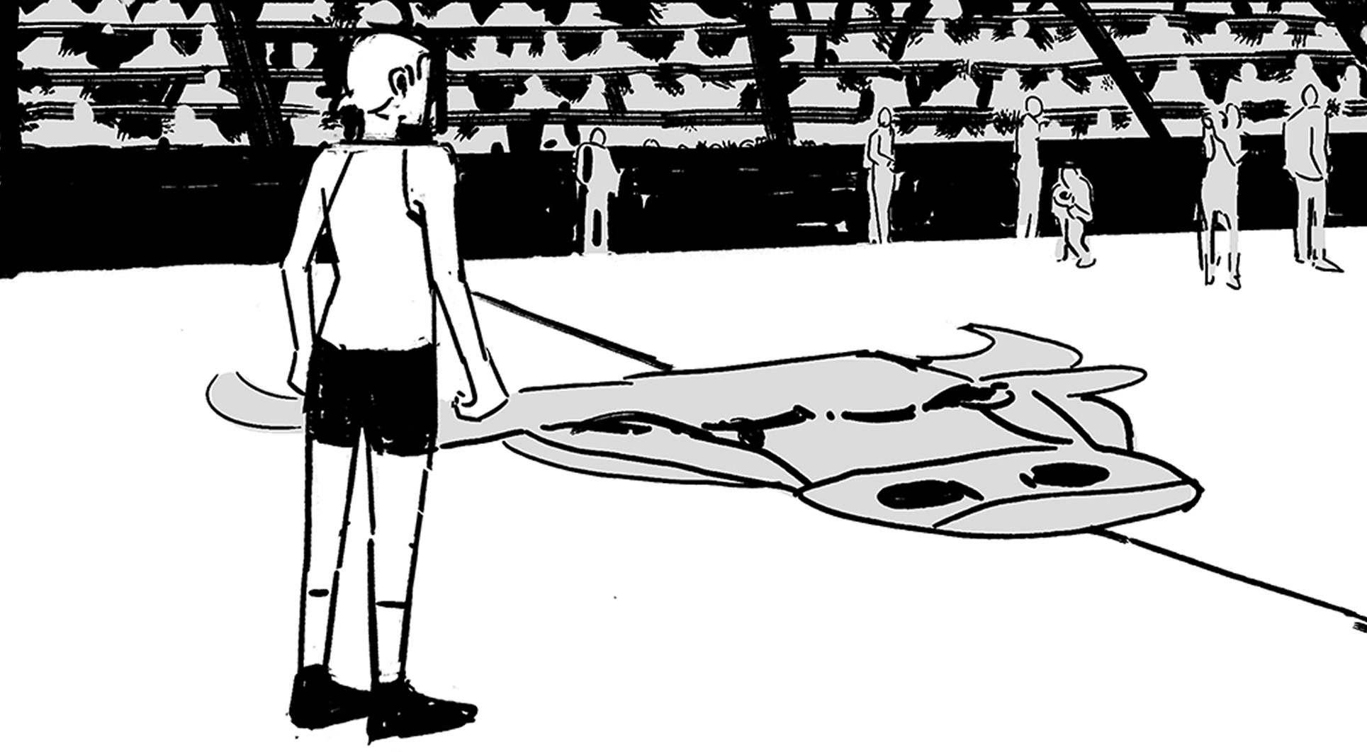 Drawing of basketball stadium for Gym Class game