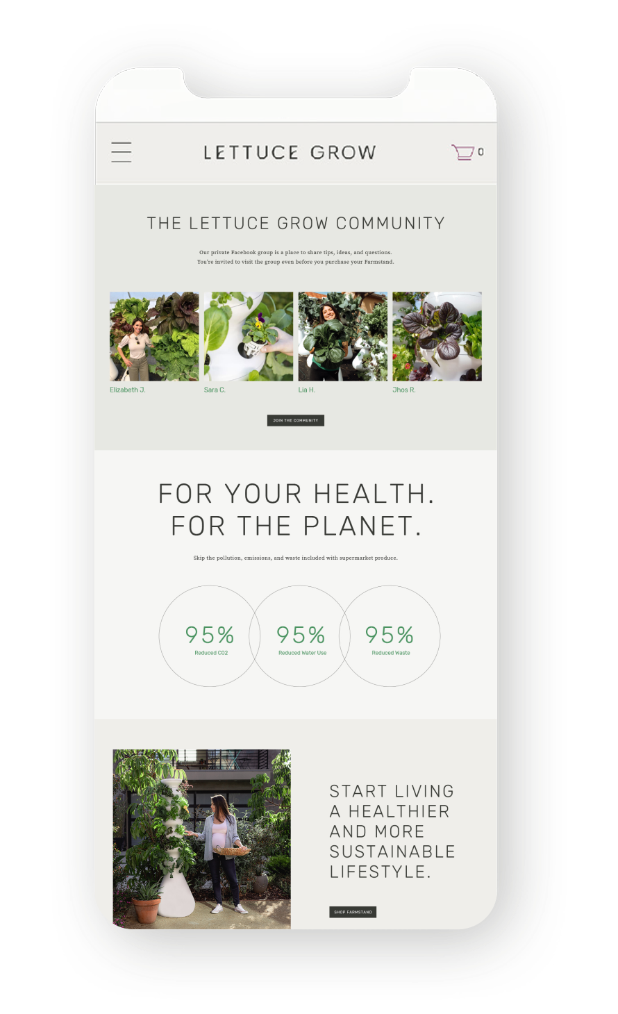 How it works page for Lettuce Grow on mobile