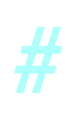 Blue hashtag symbol on a black background
