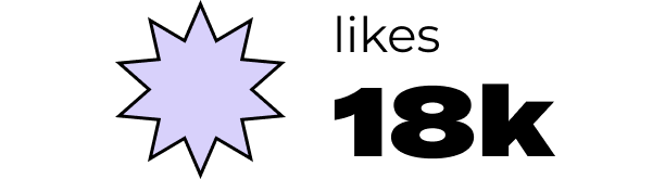 Icon representing likes that reads "18k"