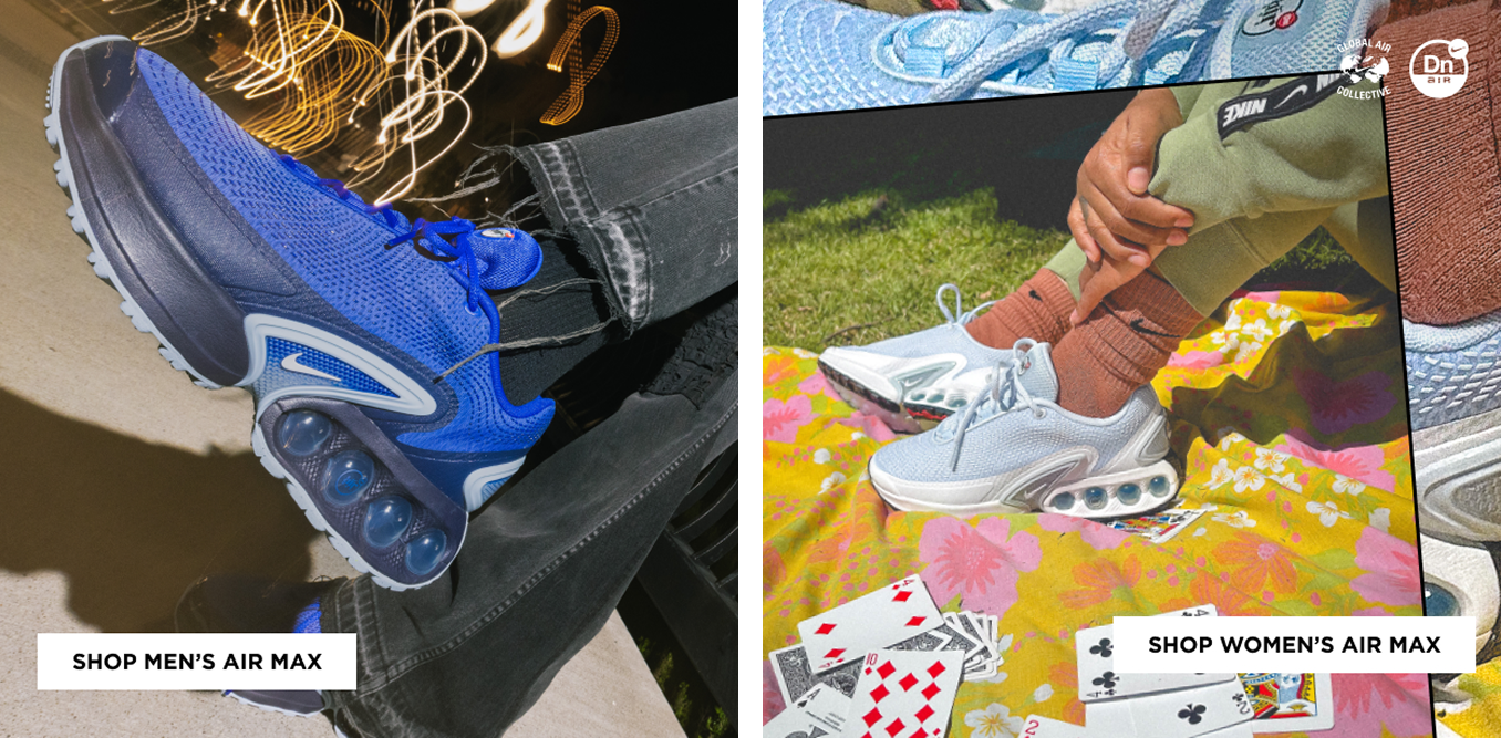 Nike JD landing page for the Men's Air Max shoes and Women's Air Max shoes