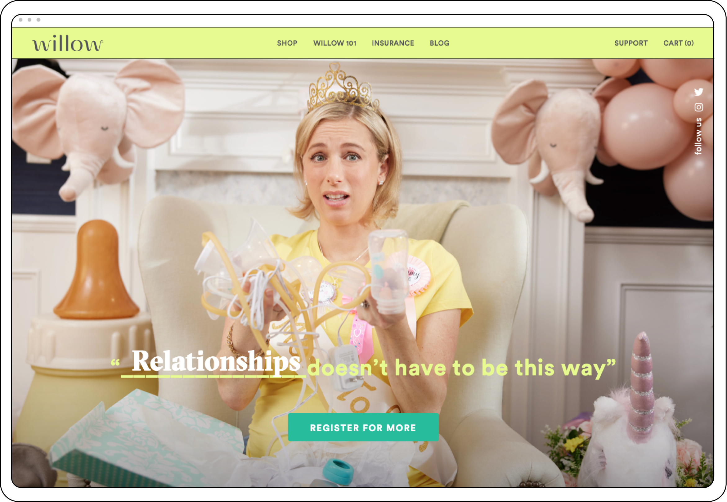 Willow webpage mockup of the comdian Iliza