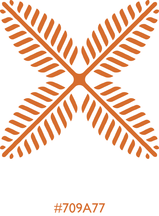 Orange palm leaves in the shape of an "x"
