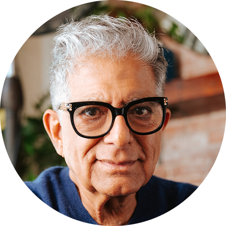 Close up of Deepak Chopra wearing glasses