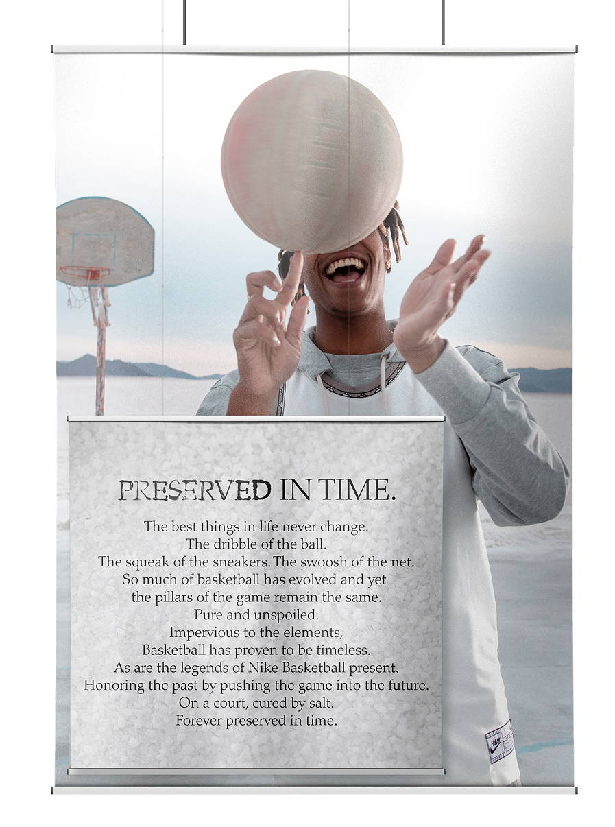 Banner mock up of basketball and manifesto