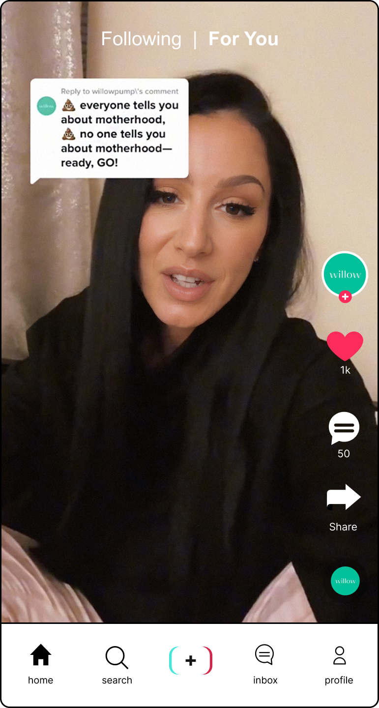 Influencer TikTok post for Willow