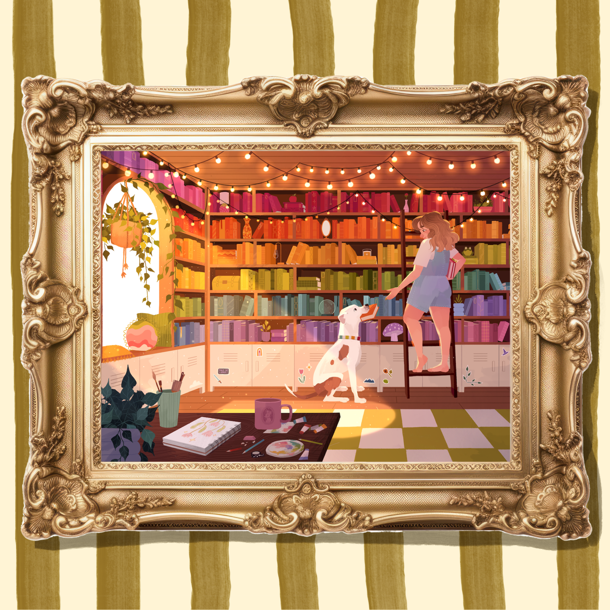 Rainbow Library 11x14 Print