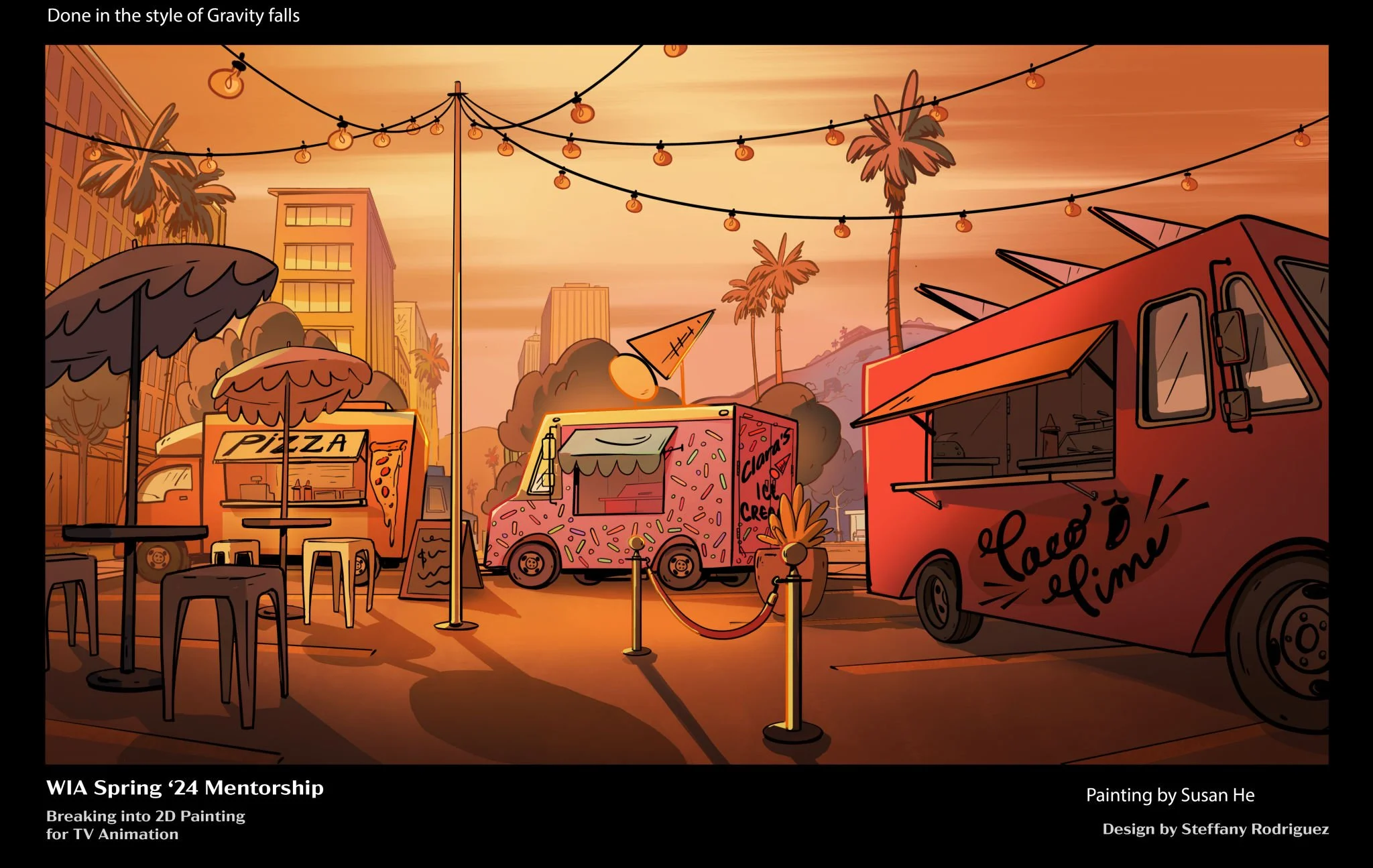 Done in the style of Gravity Falls, Layout by Steffany Rodriguez, Painting by Me