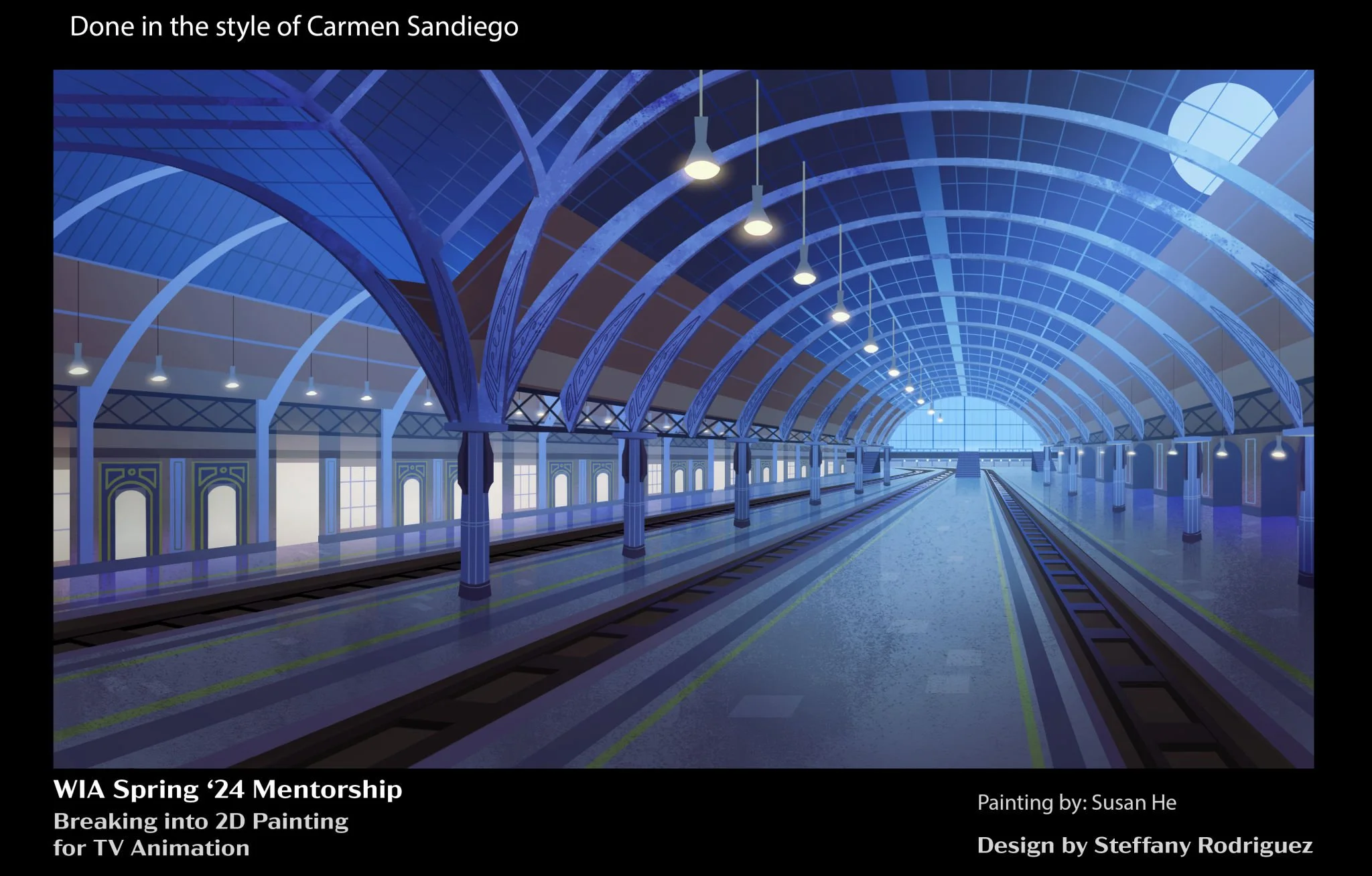 Done in the style of Carmen Sandiego, Layout and color design by Steffany Rodriguez, Painting by Me