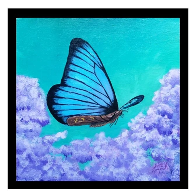 Blue Butterfly on Lilacs