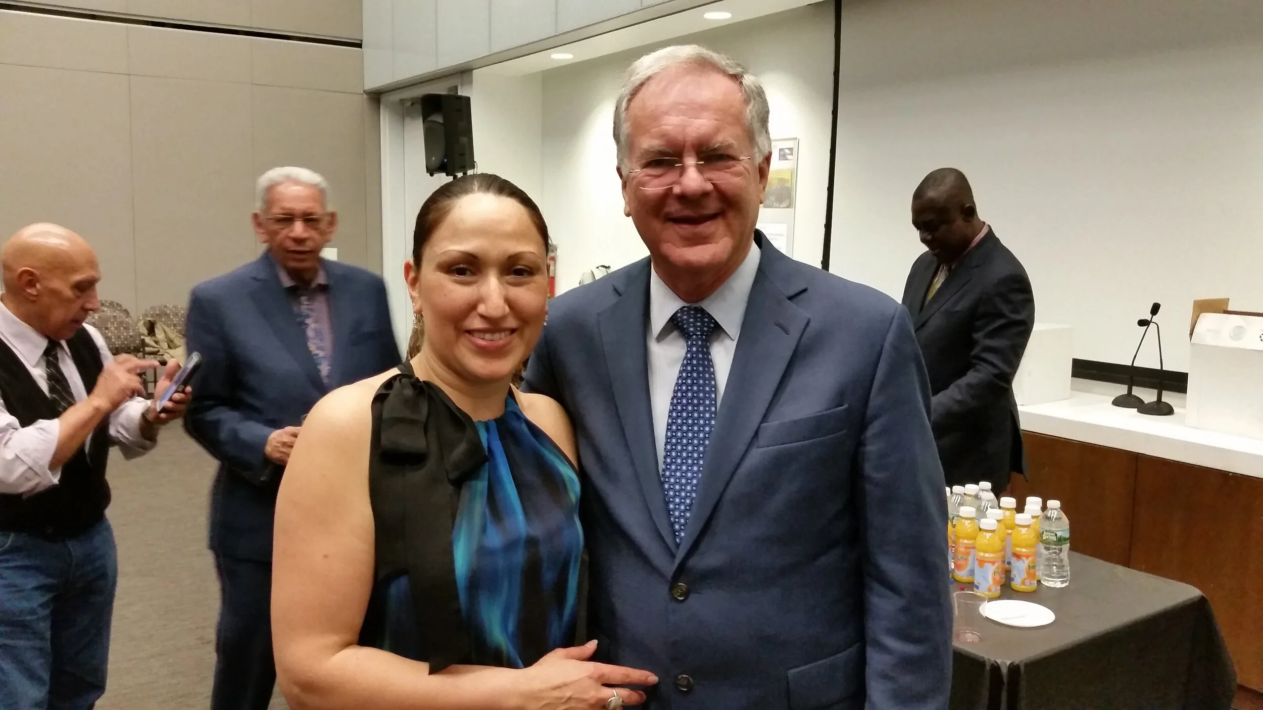 Dr. Efrén Rivera Ramos, author of “Legal Construction of Identity: The Judicial and Social Legacy of American Colonialism in Puerto Rico,” &amp; Ms. Hamacher at IFMCCADI’s Conference on Puerto Rico