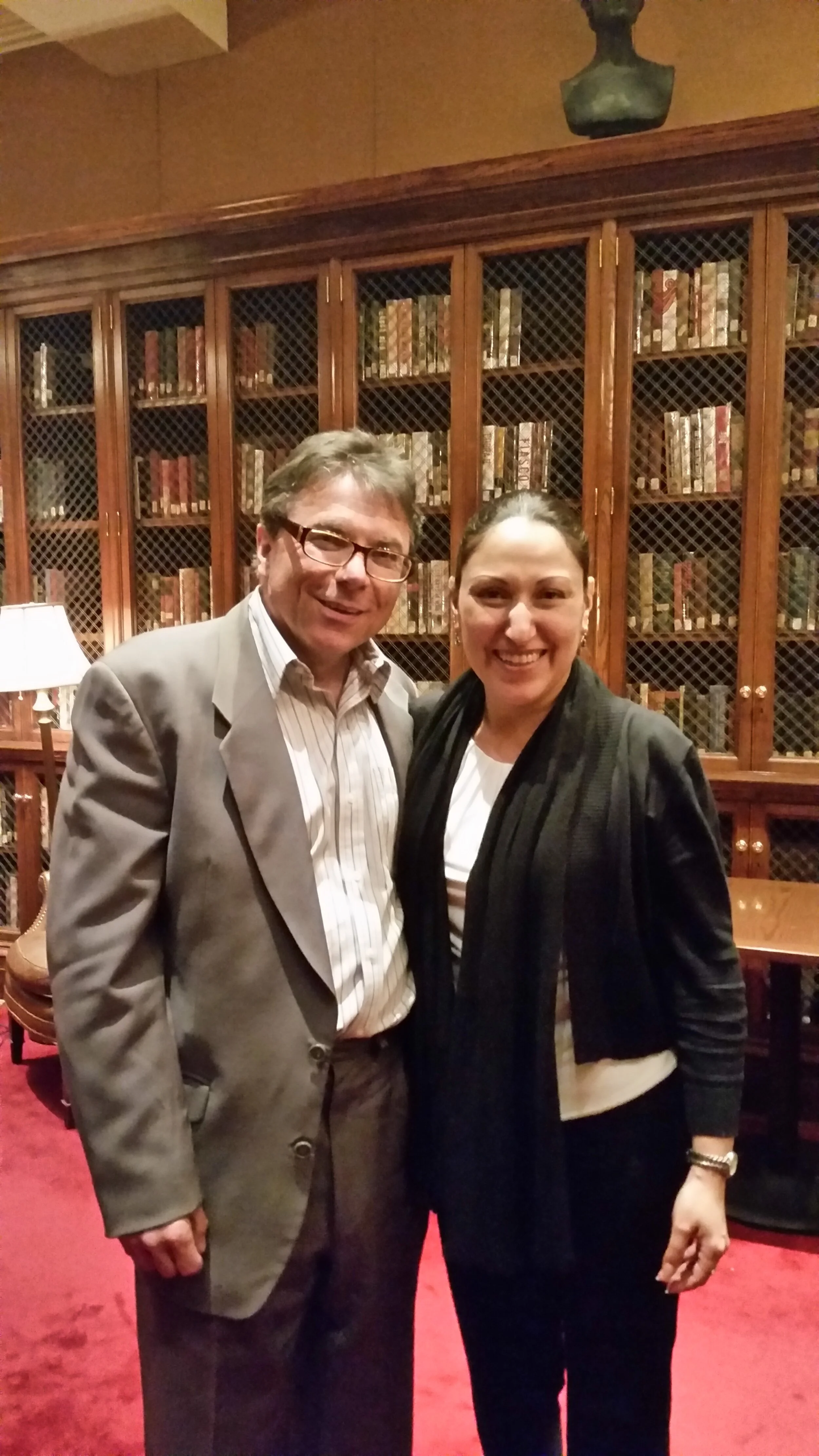 Nelson A. Denis, author of “War Against All Puerto Ricans; Revolution and Terror in America’s Colony and  Alibe Hamacher at a monthly IFMCCADI lecture at the Harvard Club of NYC.