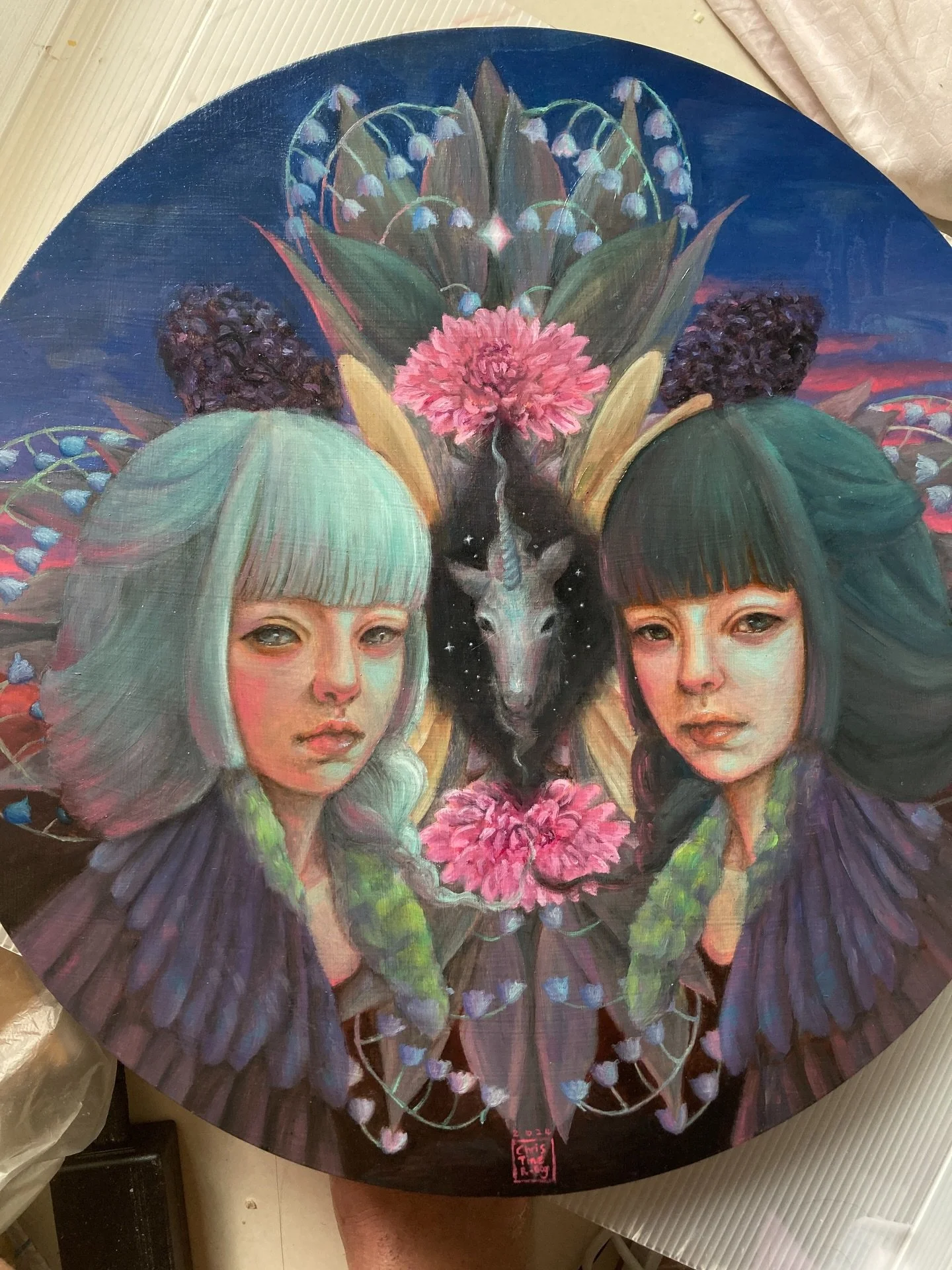 My only painting with a horse (unicorn). Happy Lunar New Year (in less than 2 days&rsquo; time)~