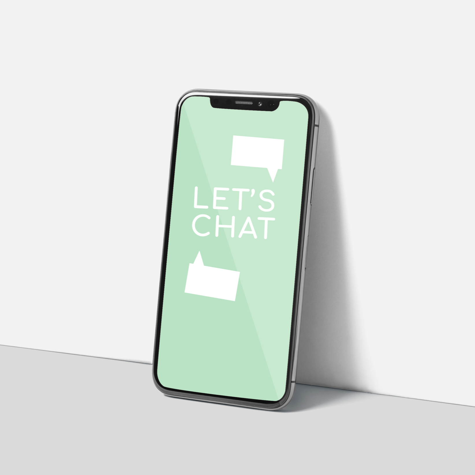 Smartphone displaying the Advocado Marketing Group Let’s Chat contact message