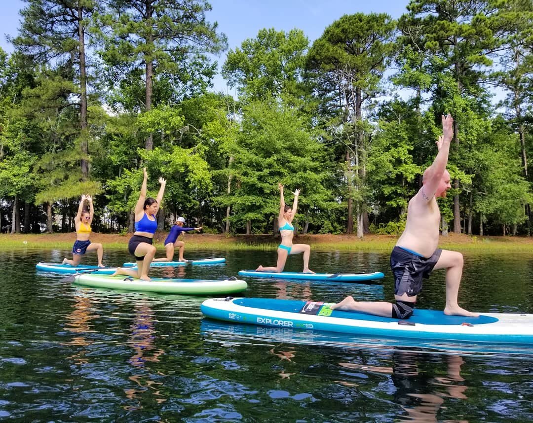 Sunset &quot;Water Flow&quot; On-water Yoga session to the beats of @druminyasa 🧘🏼&zwj;♀️🧘🏾🧘🏼&zwj;♂️ tomorrow evening, 6-7pm. Arrive early for a warm-up paddle on the lake. Get ya yogi friends for this unique one-time sesh. Reservations at www.