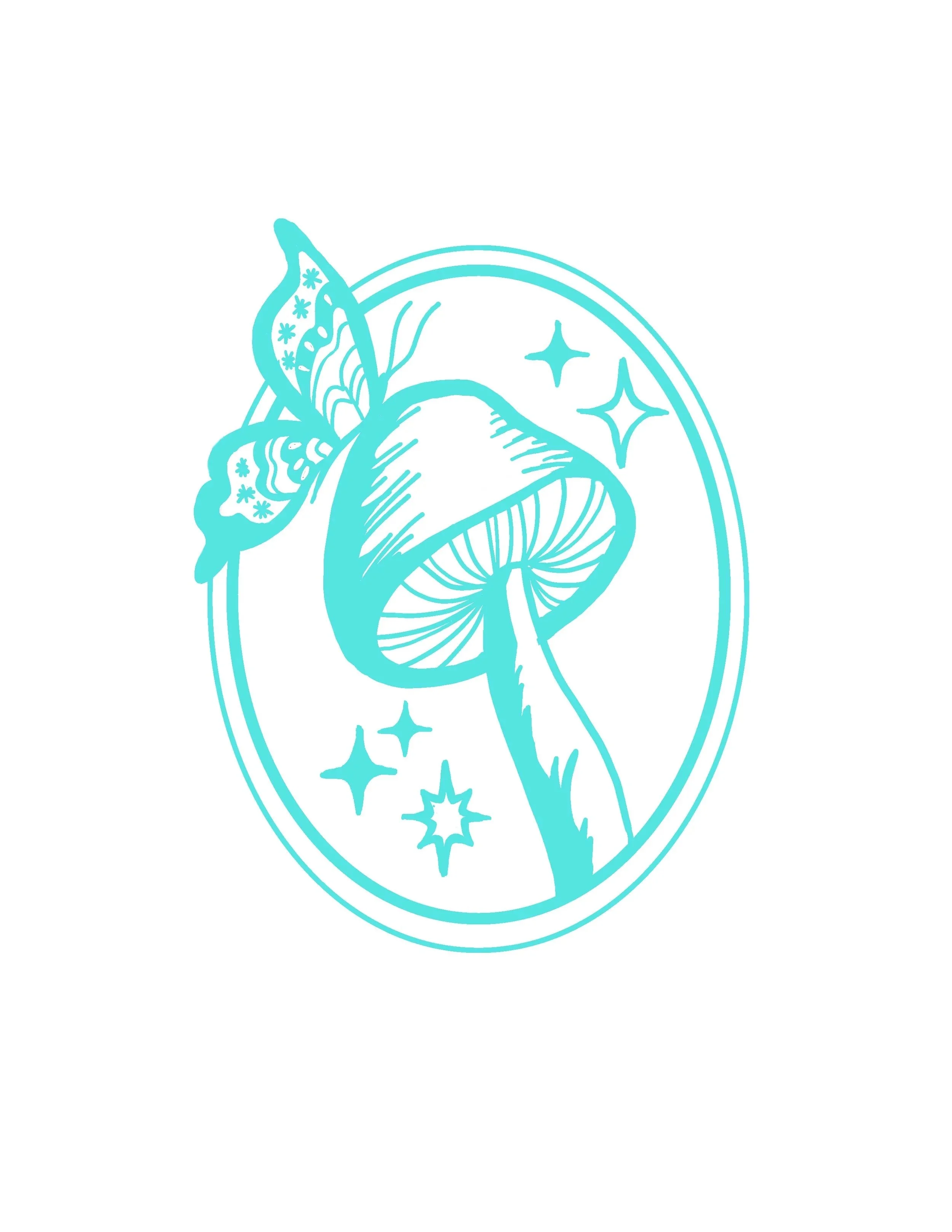 Teal butterfly on mushroom design.jpeg