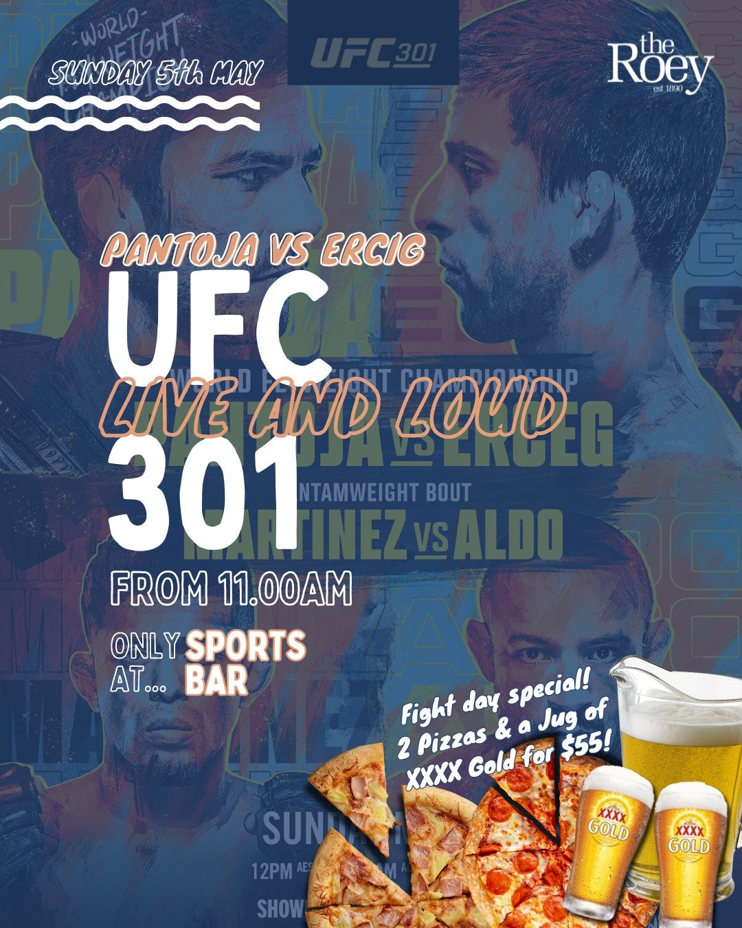 Another BIG Sunday of SPORT is HERE! 🙌🏽💥

Because what better way to spend a lazy Sunday than enjoying a few coldies with your mates watching other people get active?! 🍻😜

FIRST UP 👉🏽 let's get ready to rummmmmmble with 💥UFC 301💥 live &amp; 