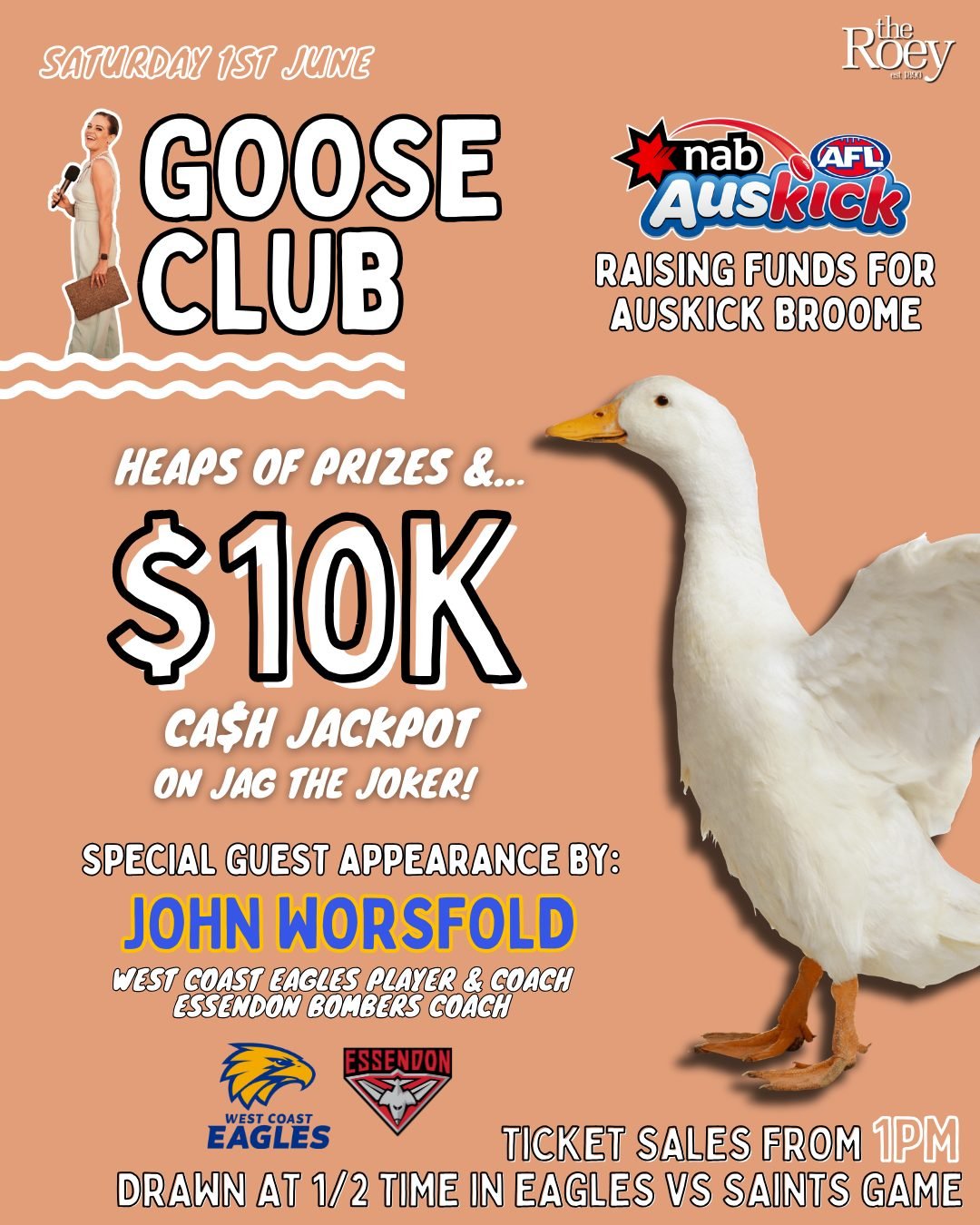 Don't miss Saturday's epic GOOSE CLUB...this week we are allllll about FOOTY ✌🏽🏉

As a first day of the month TREAT, we'll be joined by a special guest, two time premiership player &amp; one time premiership coach...

🔹JOHN WORSFOLD🔸
West Coast E