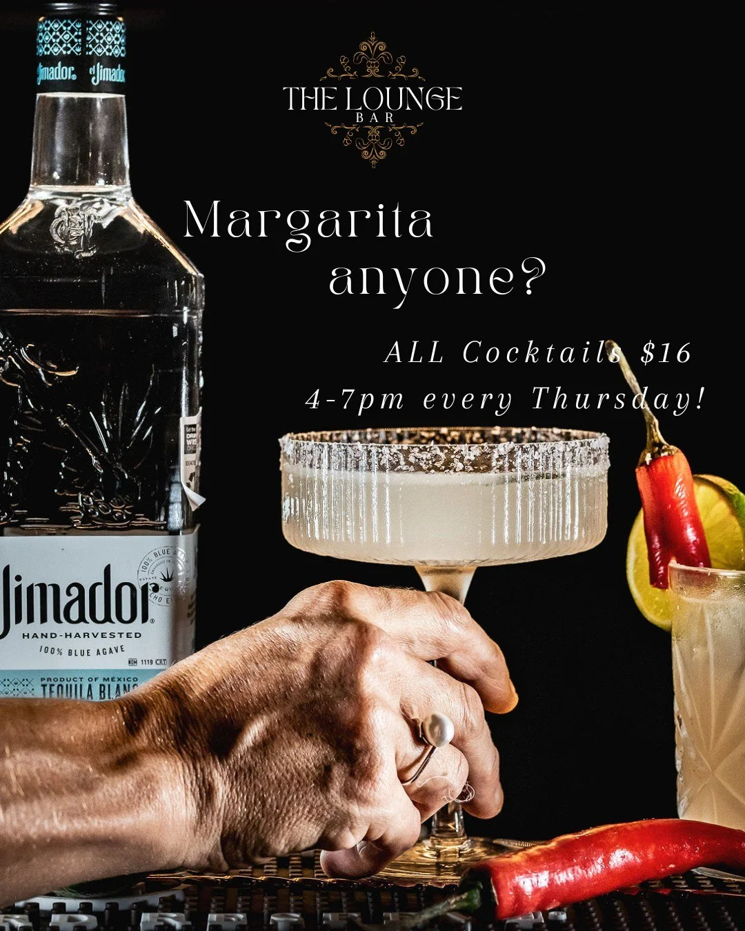 Got a craving for a Margarita? 🤔
SAME 🤗

Sounds like a job for Thirsty Thursday in the Lounge Bar!

👉🏽 ALL Cocktails $16 from 4-7pm
👉🏽 Half Kilo serve of Spicy Wings HALF PRICE from 5-9pm

Sounds like Thursday knock off drinks GOALS to us! Why 