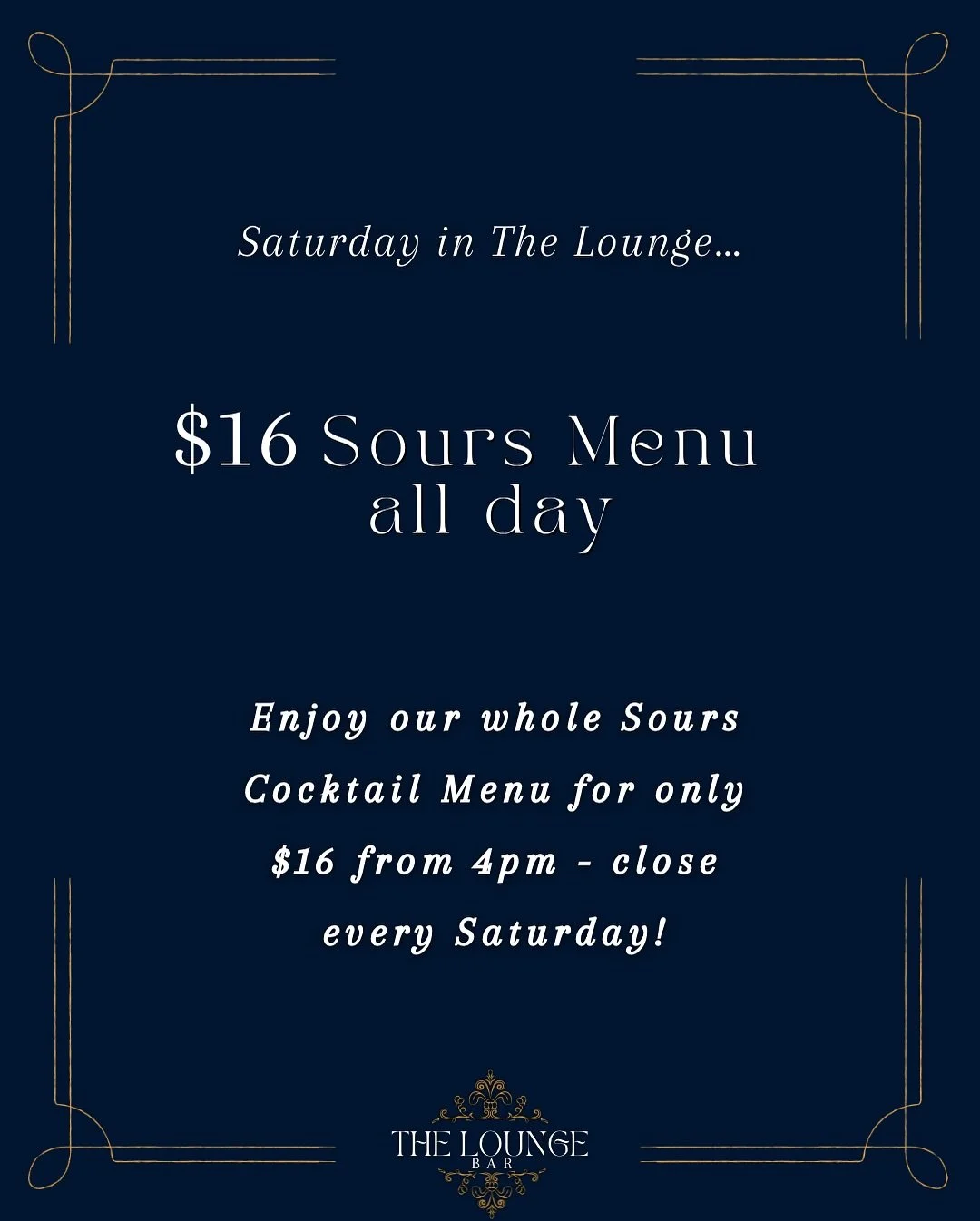 S is for Saturday &amp; Sours 🙌🏽

Which is why every Saturday our whole Sours Menu is only $16!

Stop by from 4pm til late &amp; enjoy any of the below sours for our special Saturday Price&hellip;

🔸Lavender Honey Gin Sour
🔸Grapefruit Tequila Sou