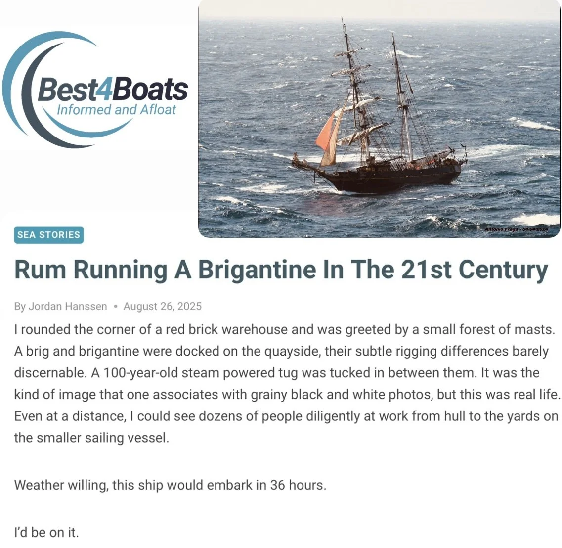 Rumrunning story tall ships
