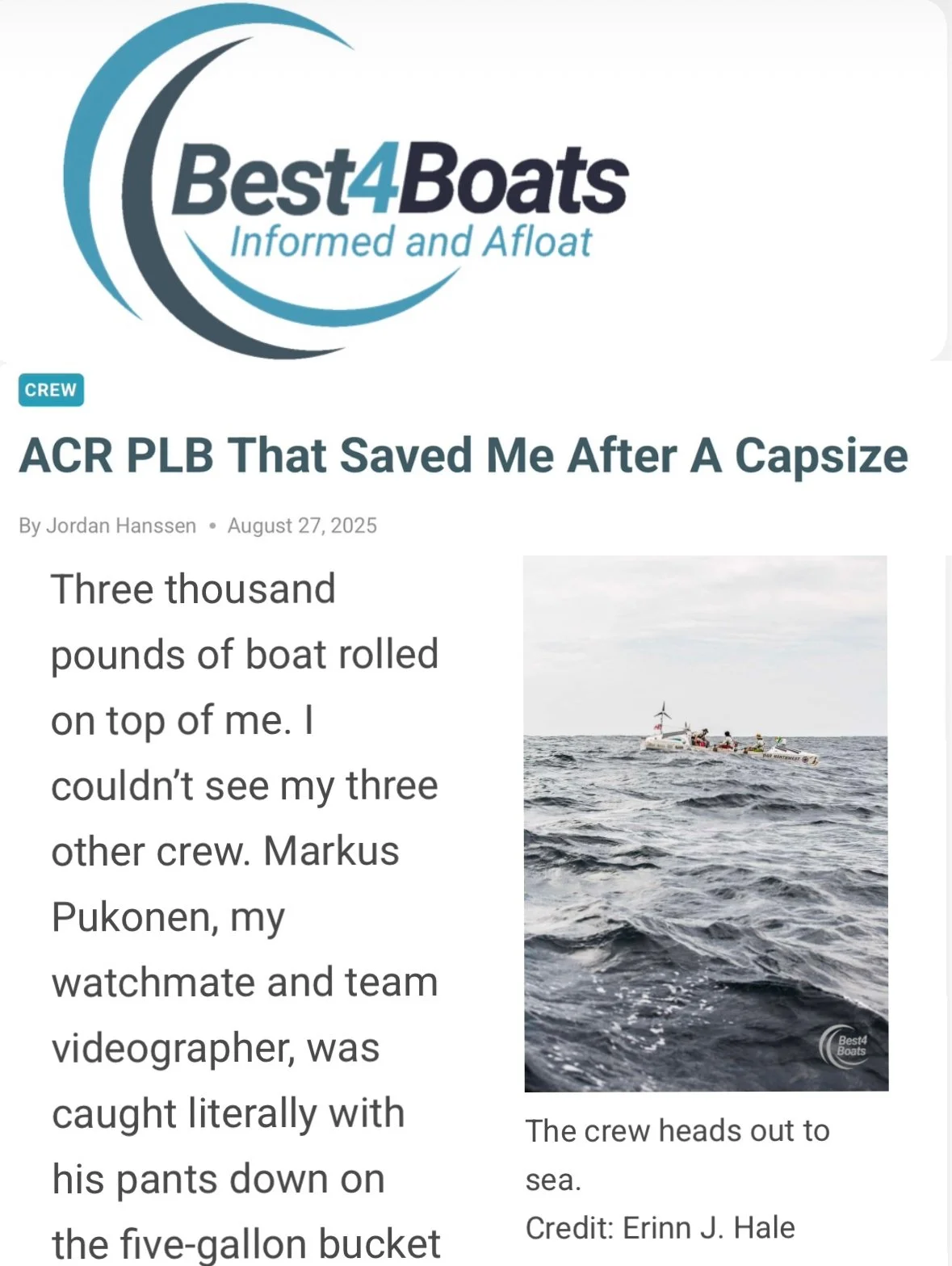 PLB Capsize story