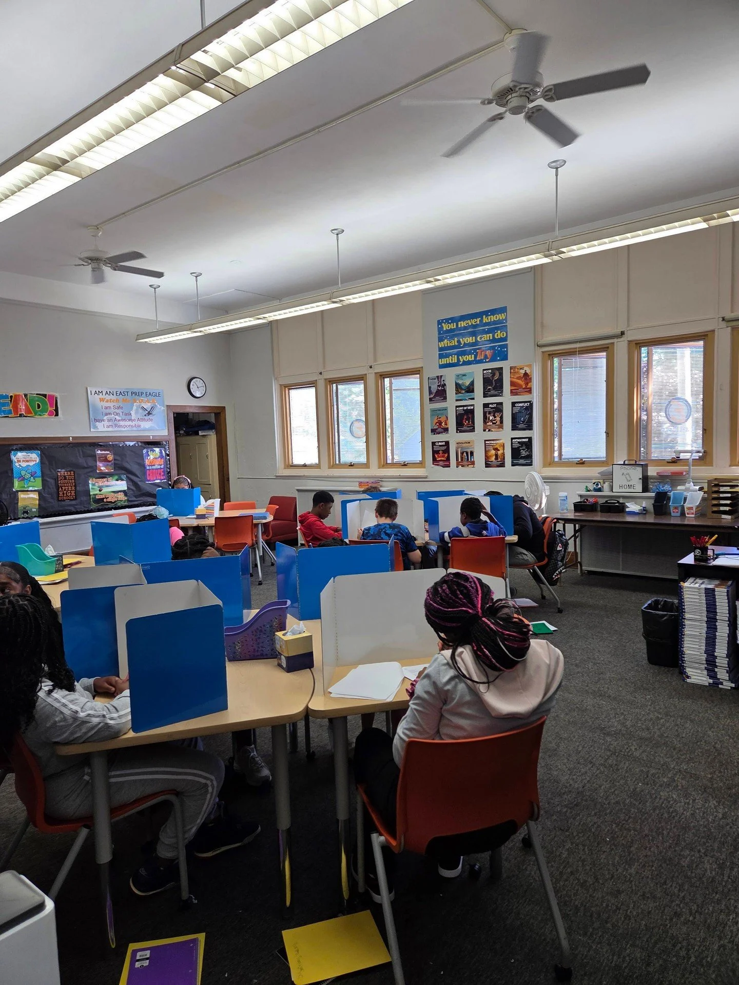 Shhhhh..... 7th grade is taking their test!  They've taken notes, studied hard and now they're ready to do their best on today's test! At East Preparatory Academy Eagles SOAR!🦅