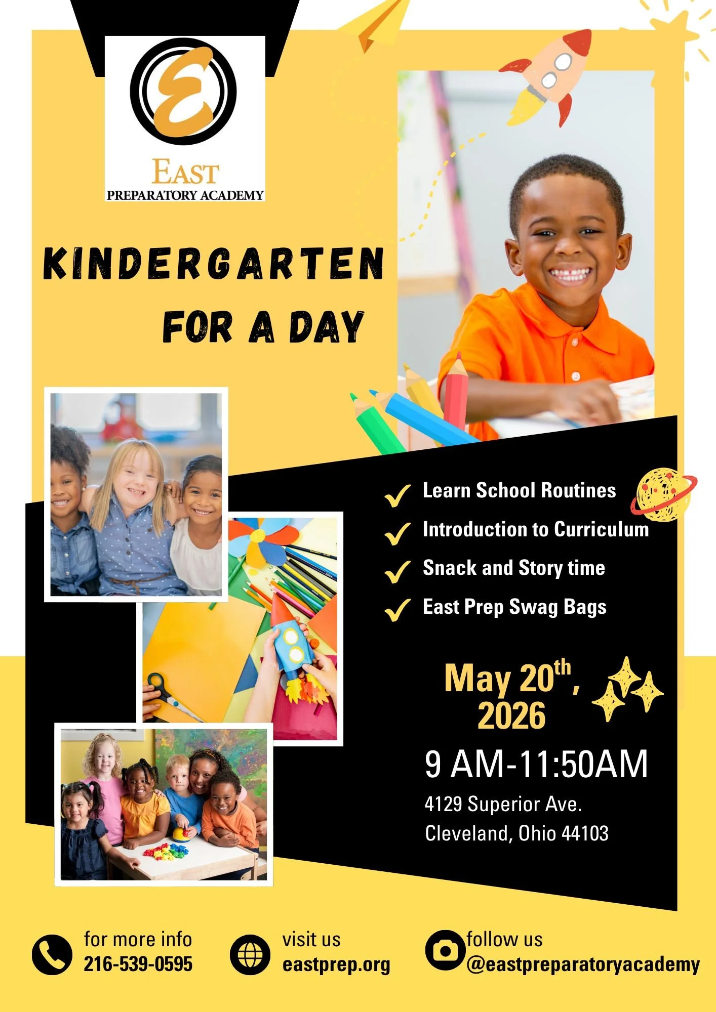 We are excited to share our "Kinder for a Day" program! It will be held here at East Prep on May 20th, 2026 from 9am-11:50am. If you are looking for a school for your Kinder to attend, East Prep is the place to be! Spots are filling quickly