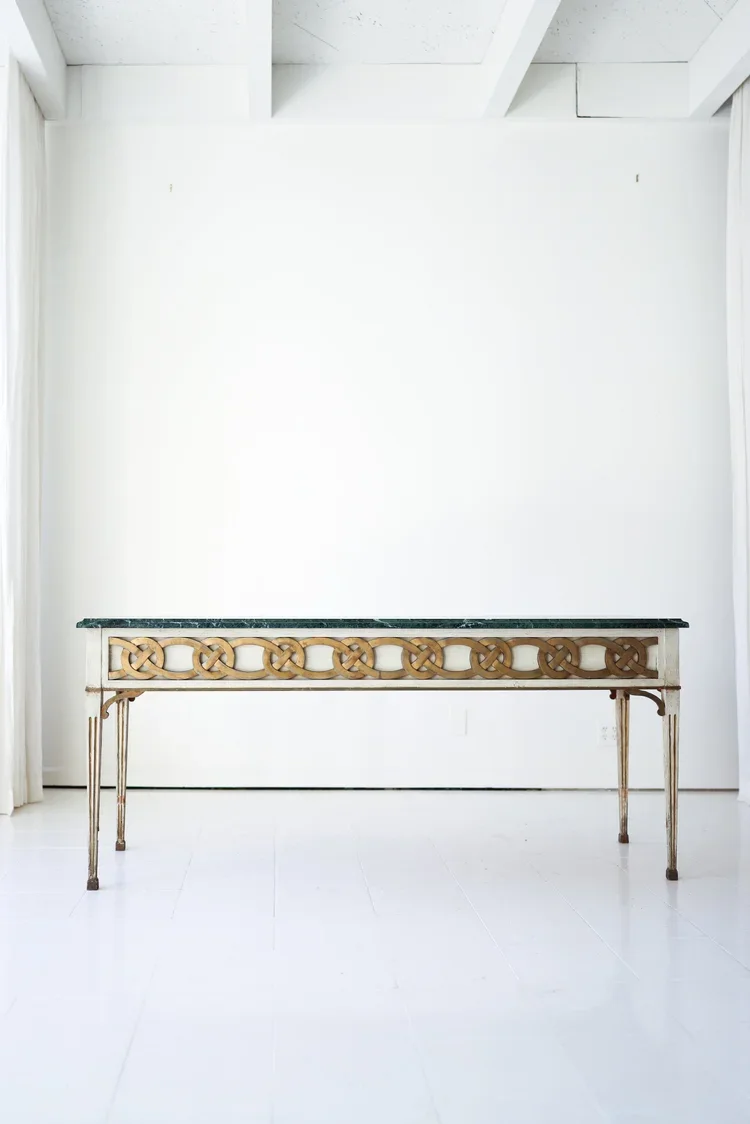VINTAGE PAINTED CONSOLE WITH MARBLE TOP