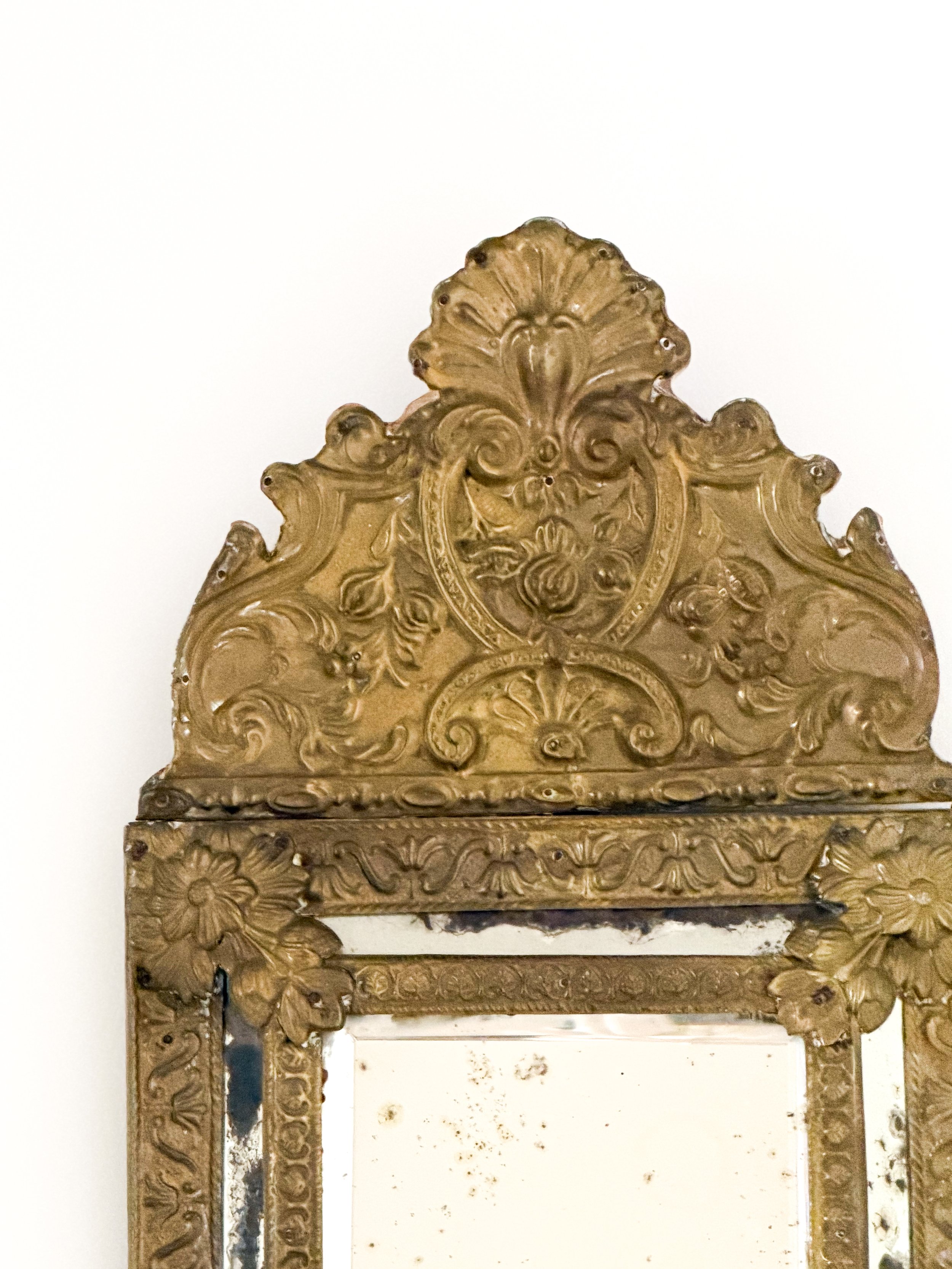 VINTAGE BRASS REPOUSSE MIRROR