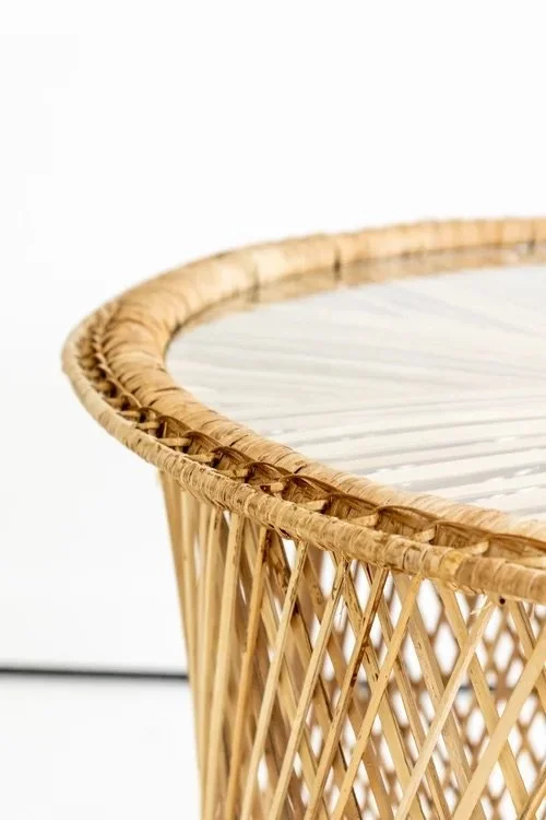 VINTAGE RATTAN SIDE TABLE