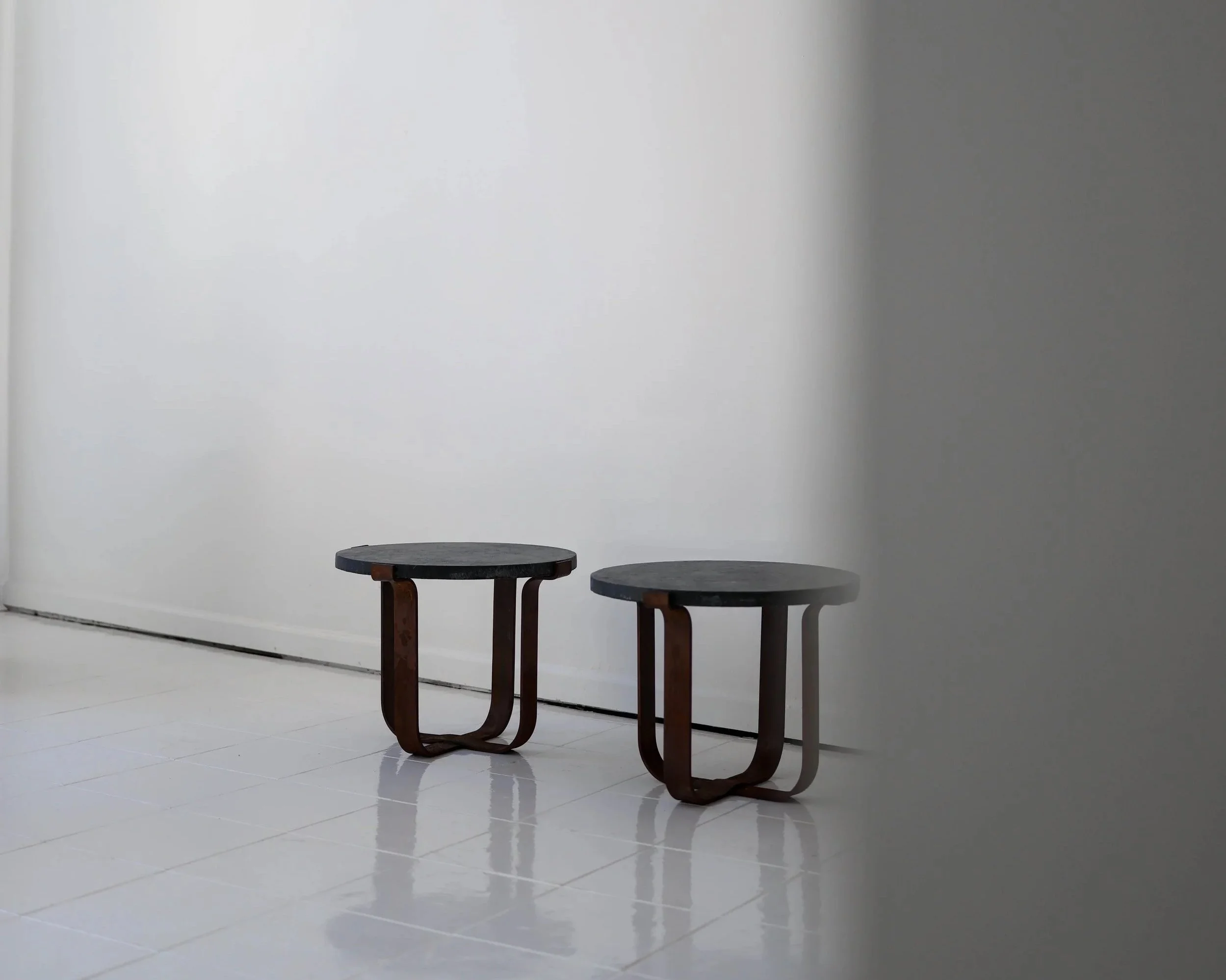 PAIR OF BELGIAN BLUESTONE TABLES