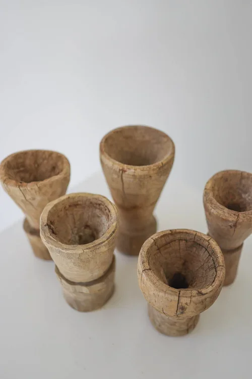 SET OF WOODEN BLEACHED CUPS: FRANCE