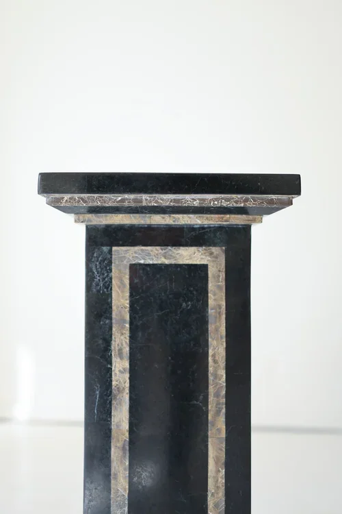 MIDCENTURY TESSELLATED BLACK MARBLE PEDESTAL