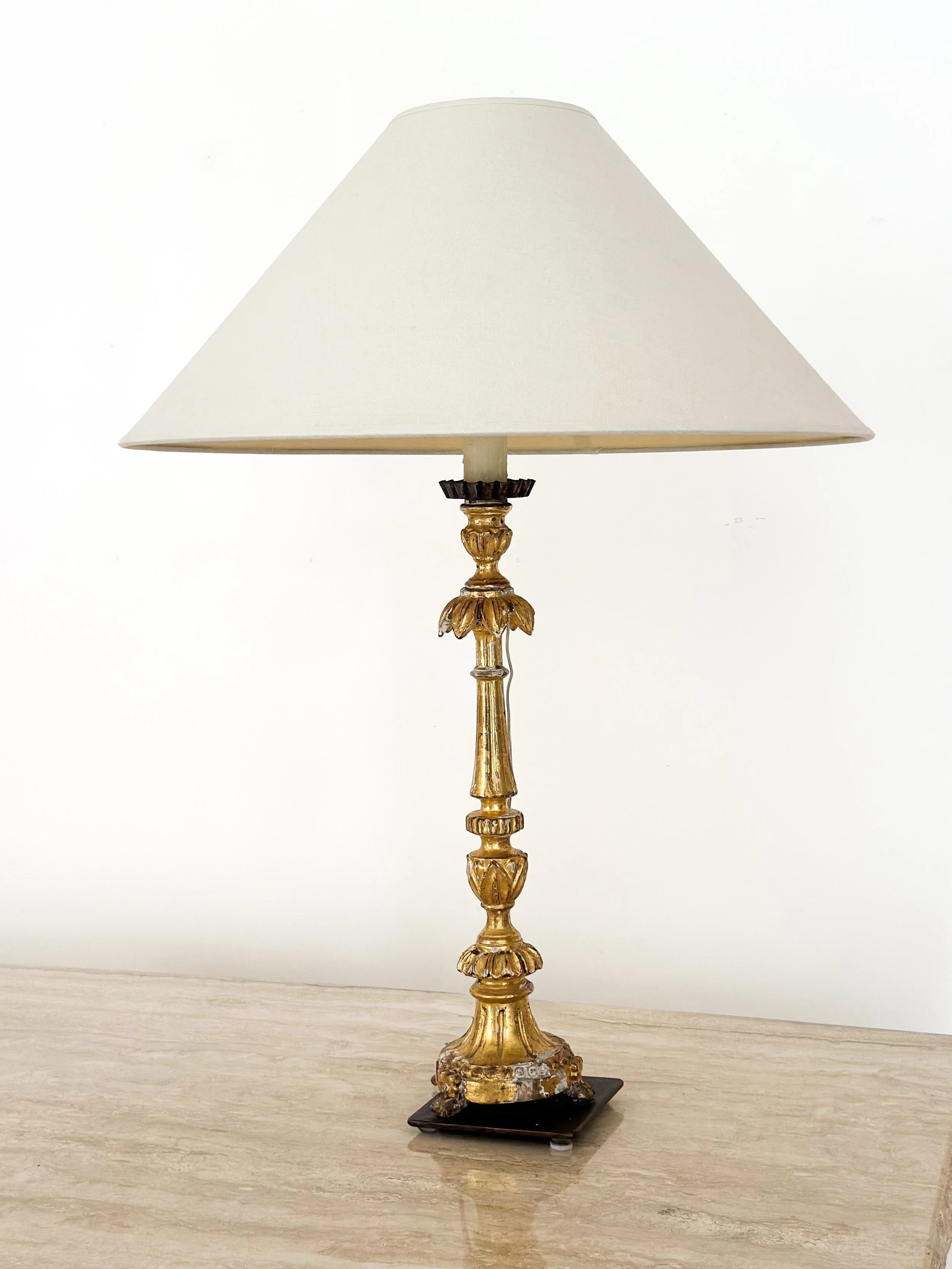 ANTIQUE GILT LAMP; FRANCE