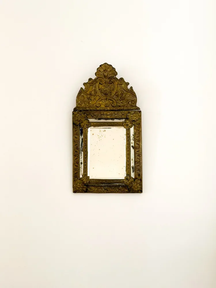 VINTAGE BRASS REPOUSSE MIRROR