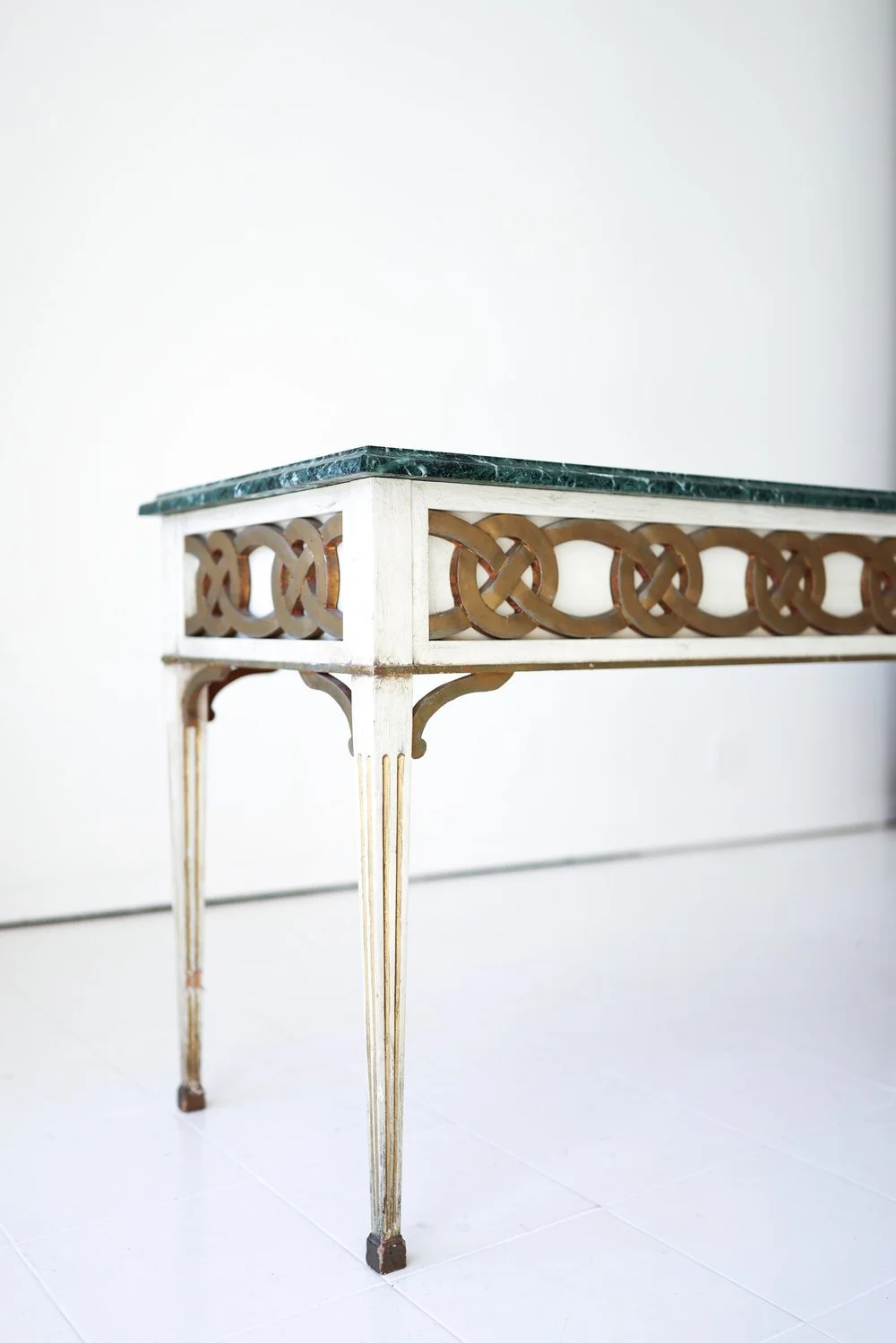 VINTAGE PAINTED CONSOLE WITH MARBLE TOP