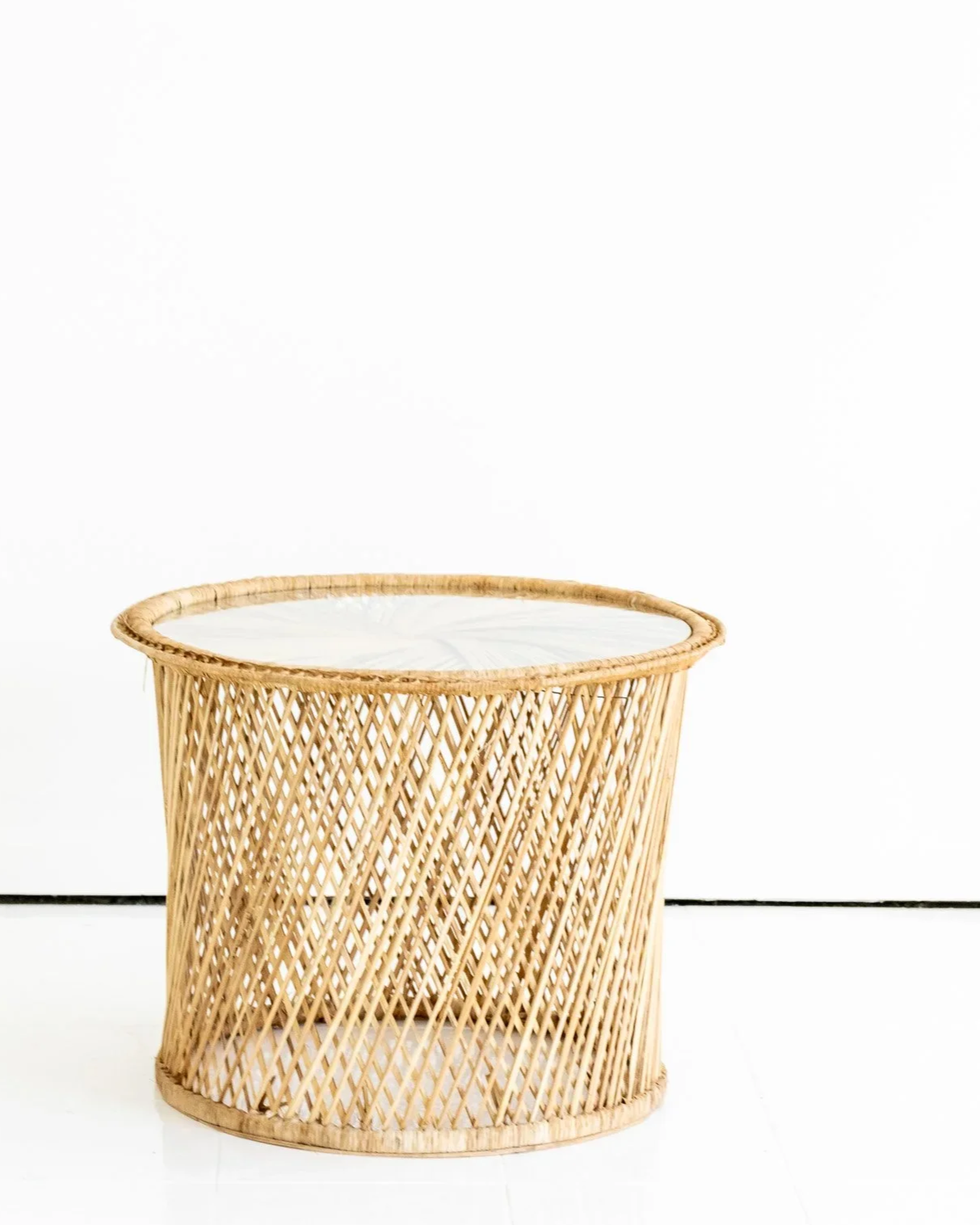 VINTAGE RATTAN SIDE TABLE