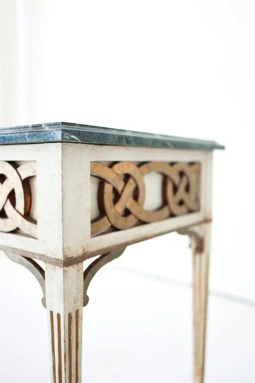 VINTAGE PAINTED CONSOLE WITH MARBLE TOP