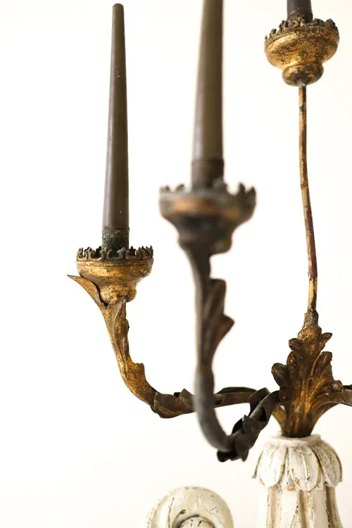 ANTIQUE  PAINTED CANDLEABRAS (PAIR)