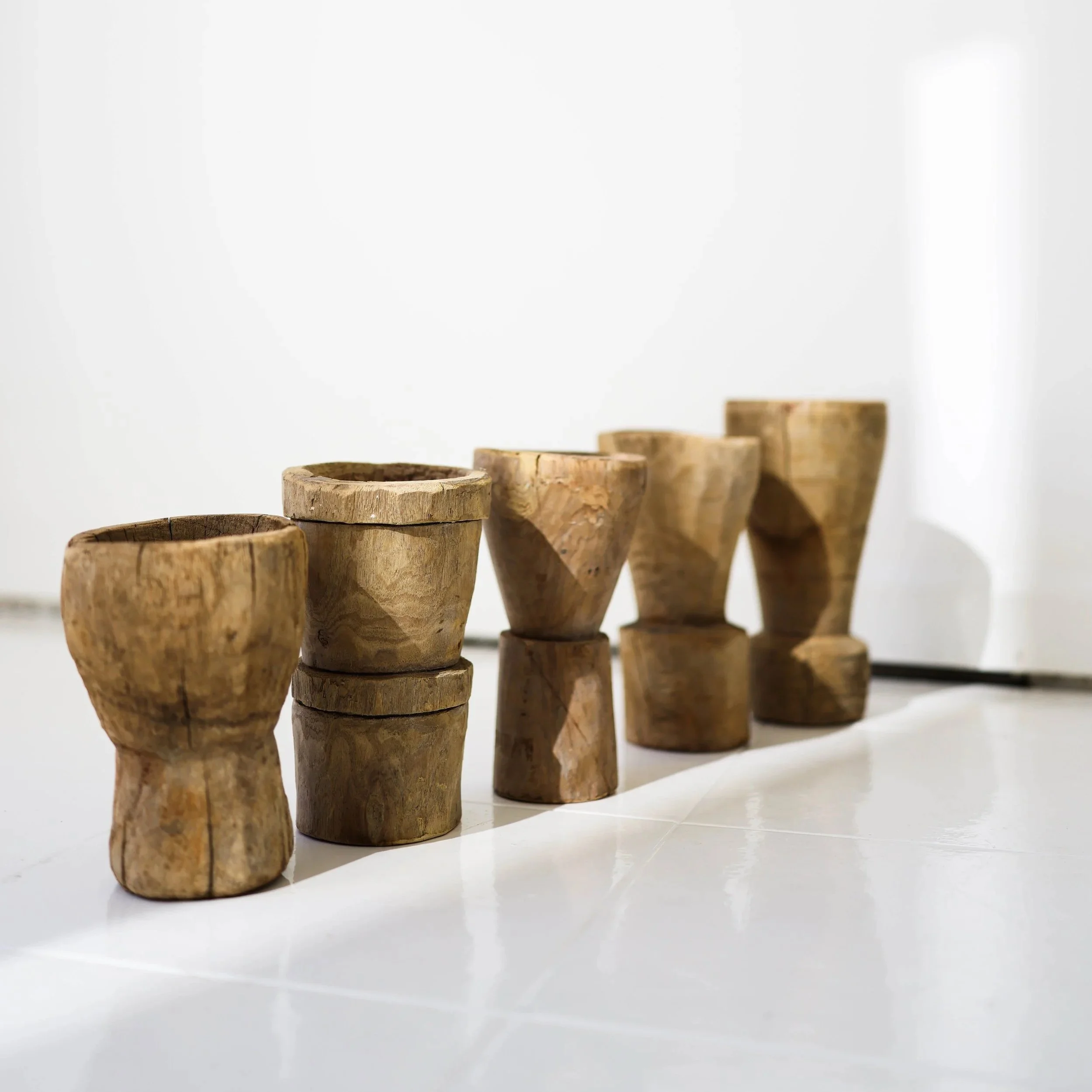 SET OF WOODEN BLEACHED CUPS: FRANCE