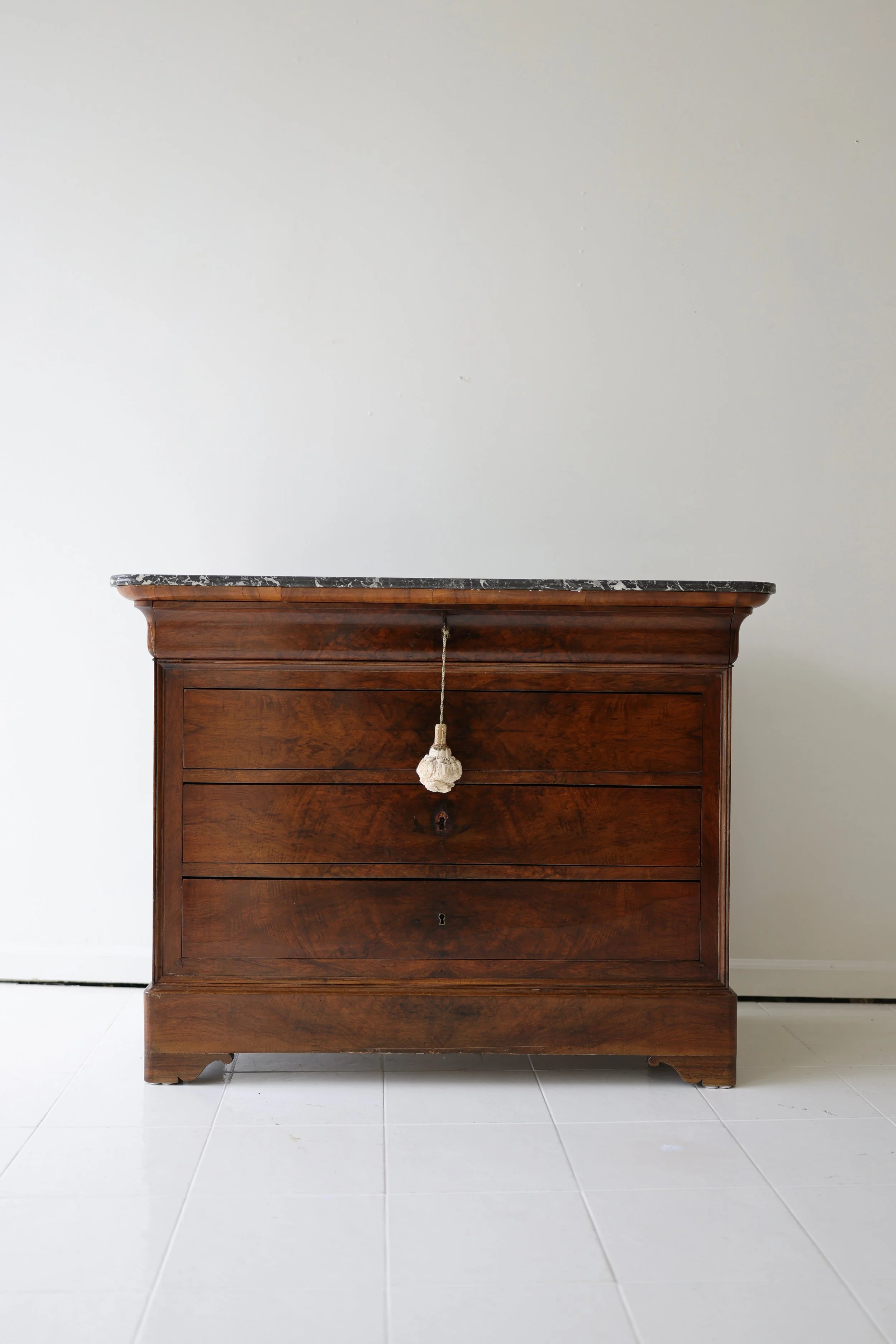 ANTIQUE LOUIS PHILIPPE COMMODE WITH MARBLE TOP; FRANCE