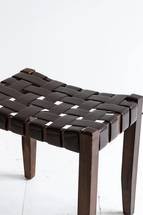 VINTAGE WOVEN STRAP STOOL