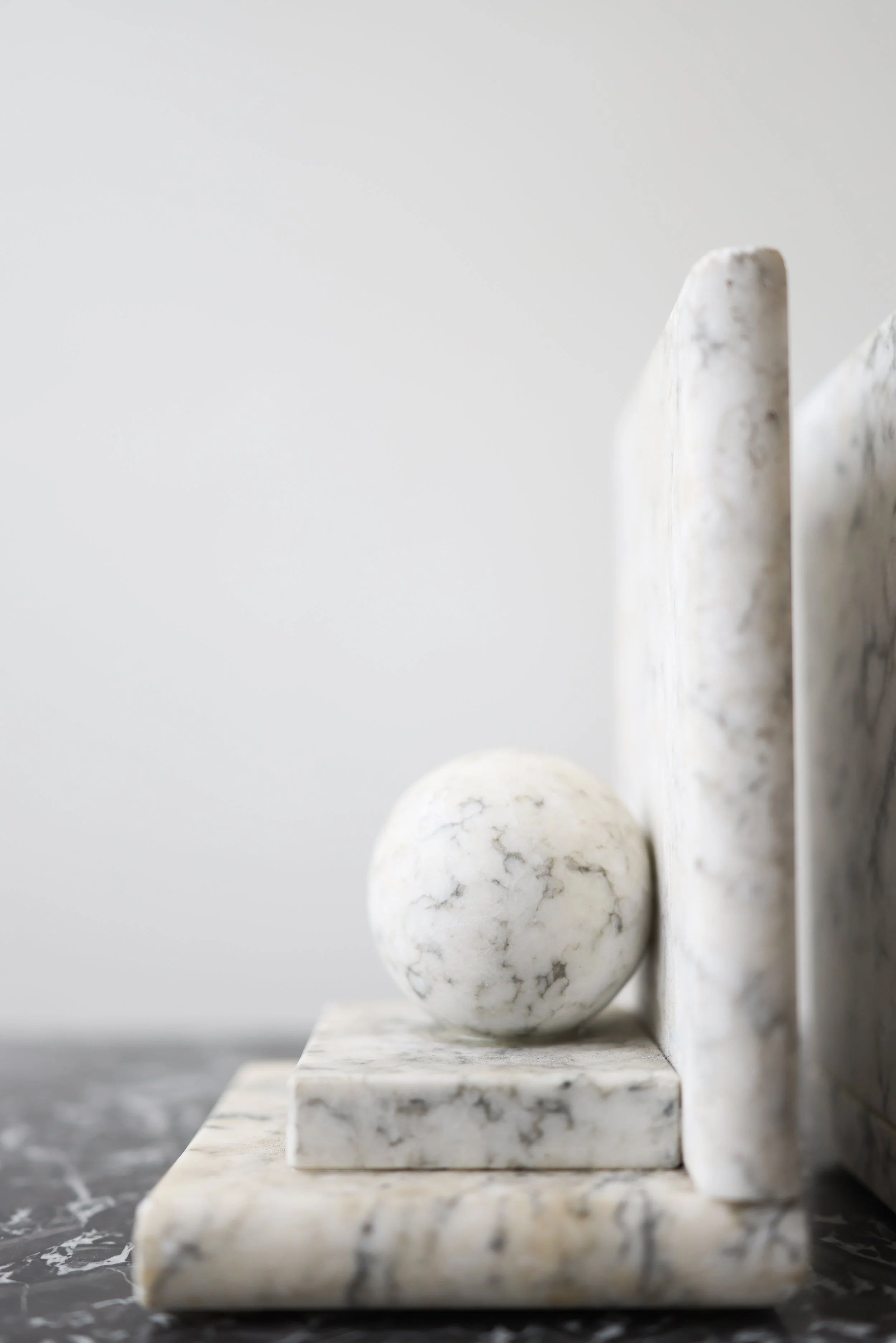 MIDCENTURY MARBLE SPHERE BOOKENDS (PAIR)