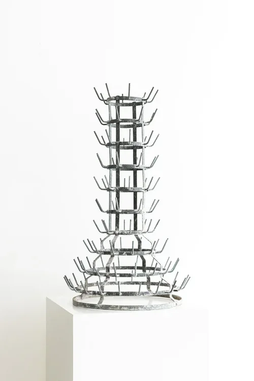 ANTIQUE ZINC BOTTLE DRYING RACK